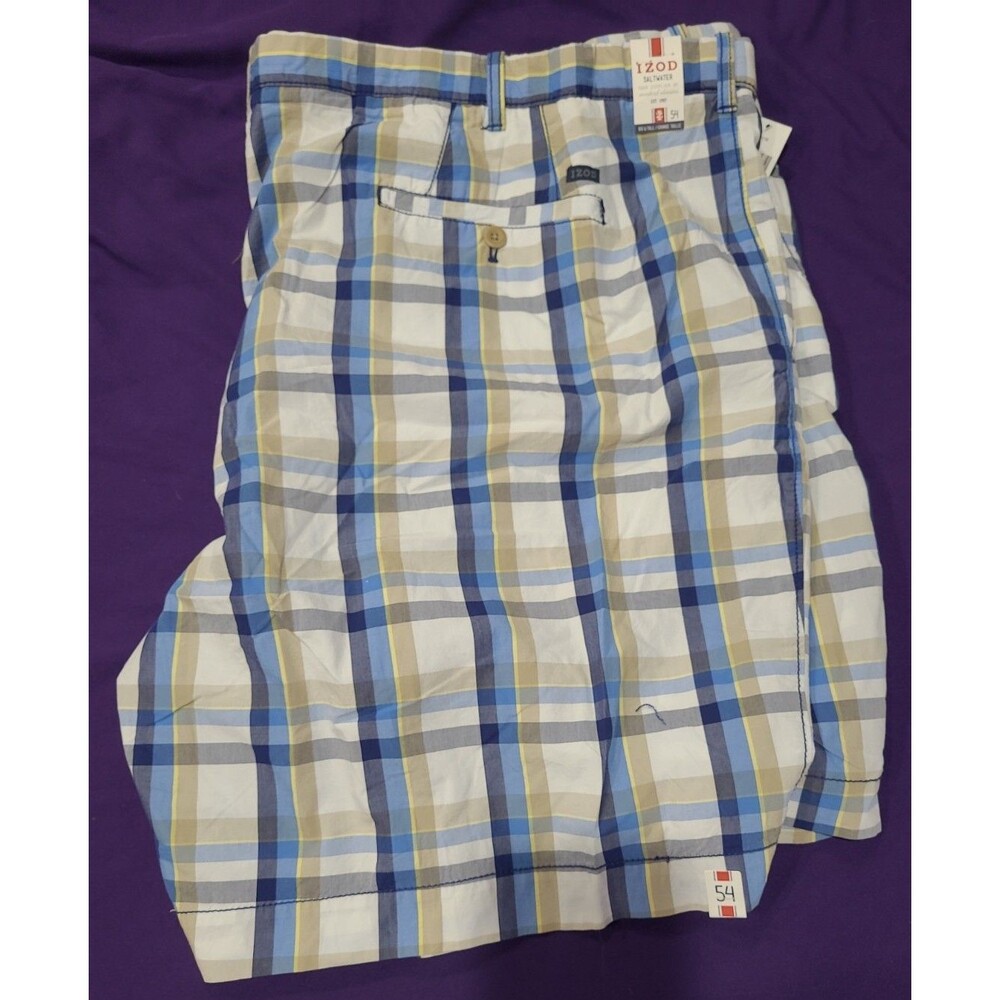 Izod Shorts Mens 54 Colorful Plaid Saltwater shorts 9" Inseam
